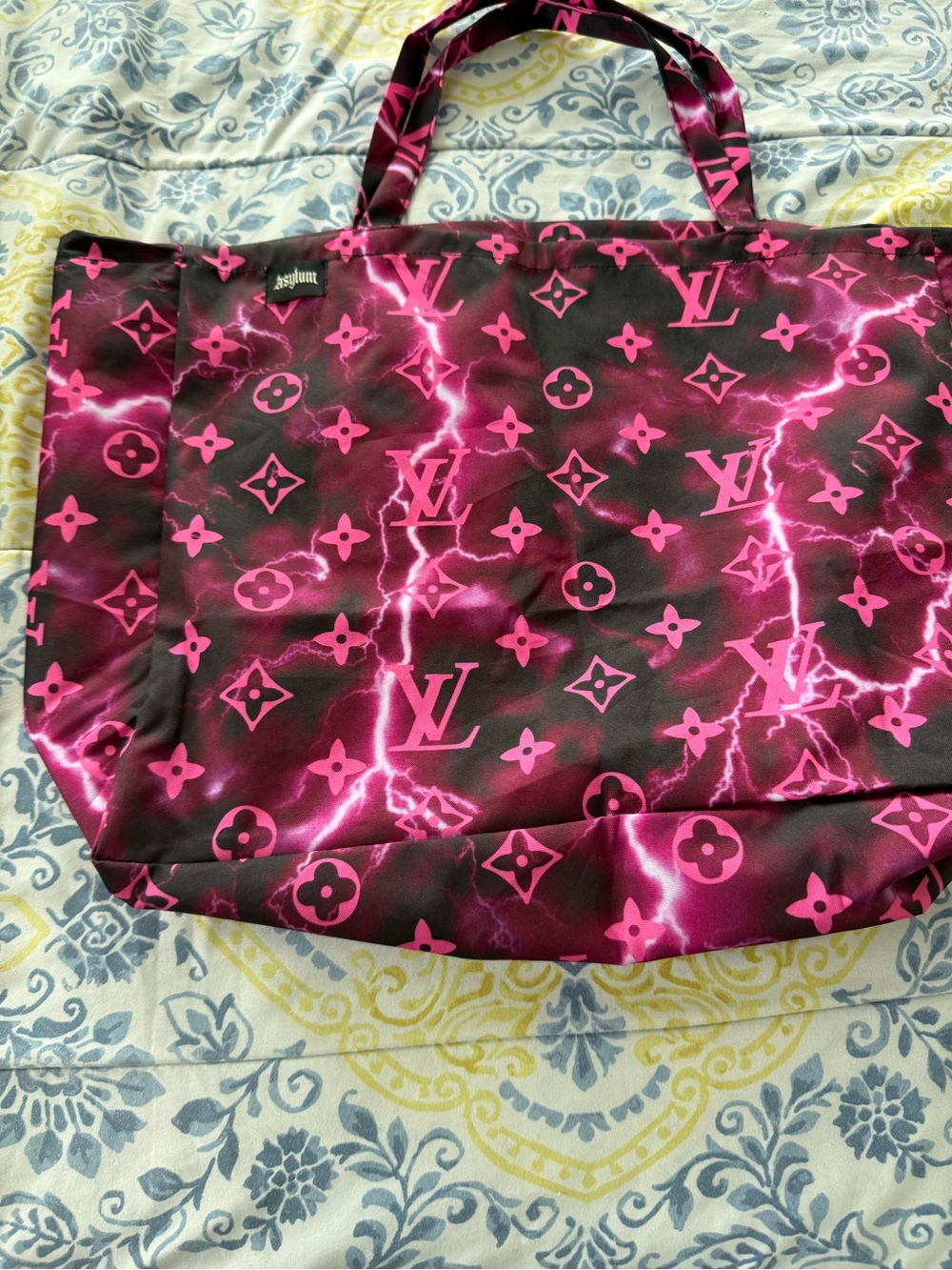 Asylum Pink Lightning Print Tote Bag for Women